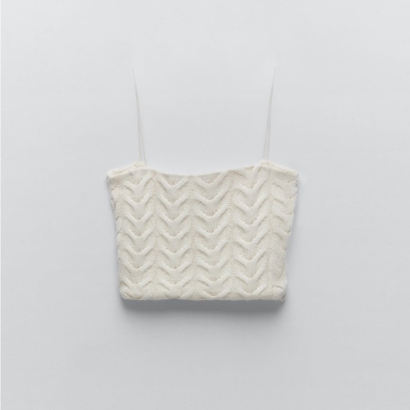 Zara Cable Knit Crop Top Size S - Picture 6 of 6